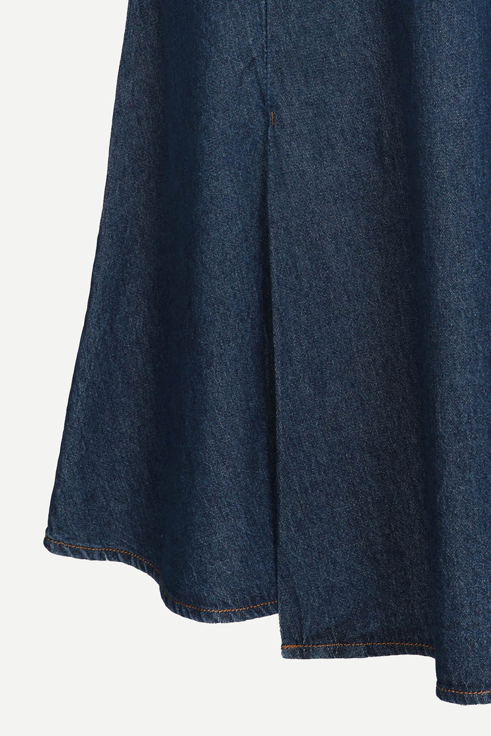 [캐리스노트] 반오픈 롱기장 데님 원피스 네이비