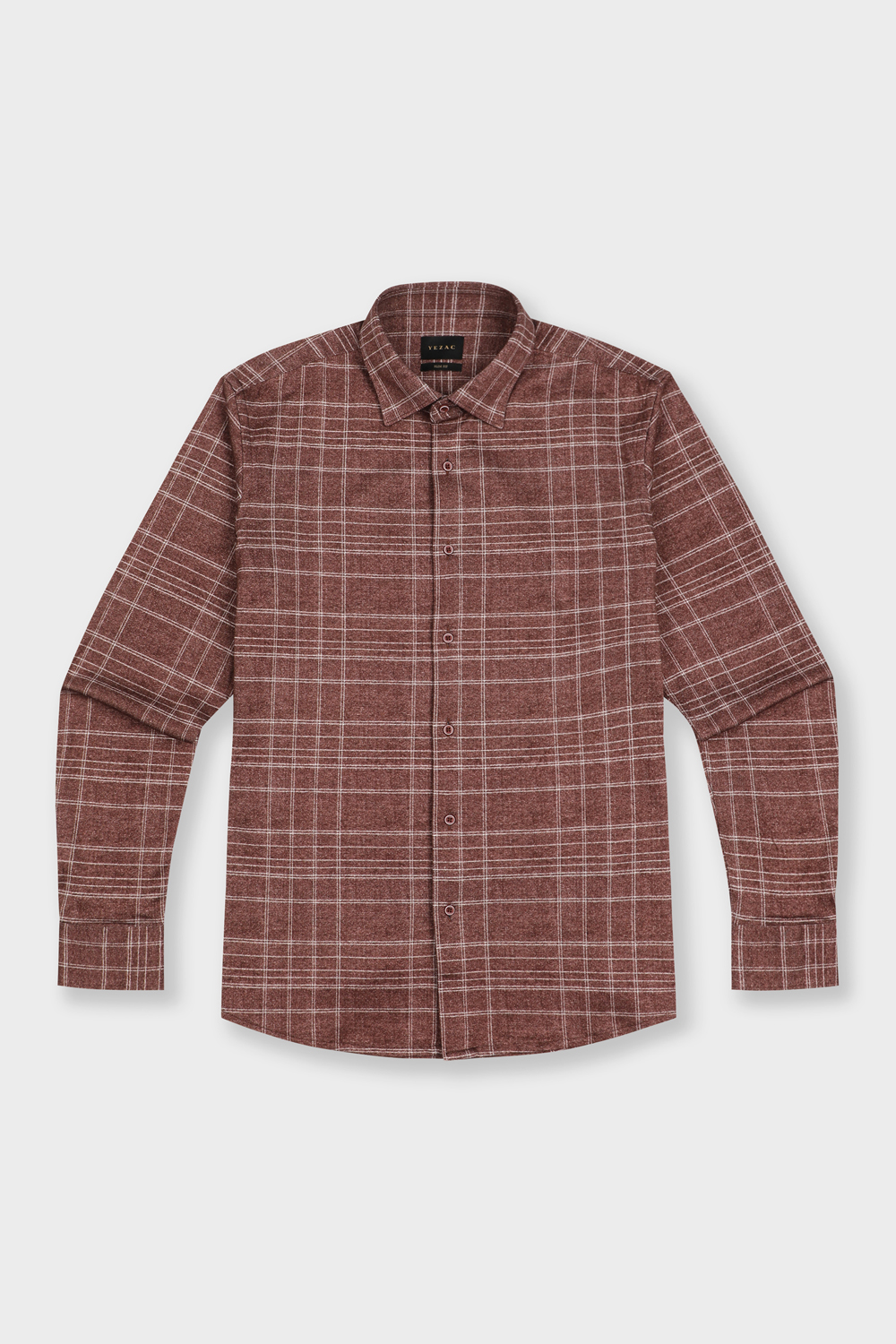 [공식몰] 구김적은 멀티체크 저지 슬림핏 셔츠 브라운