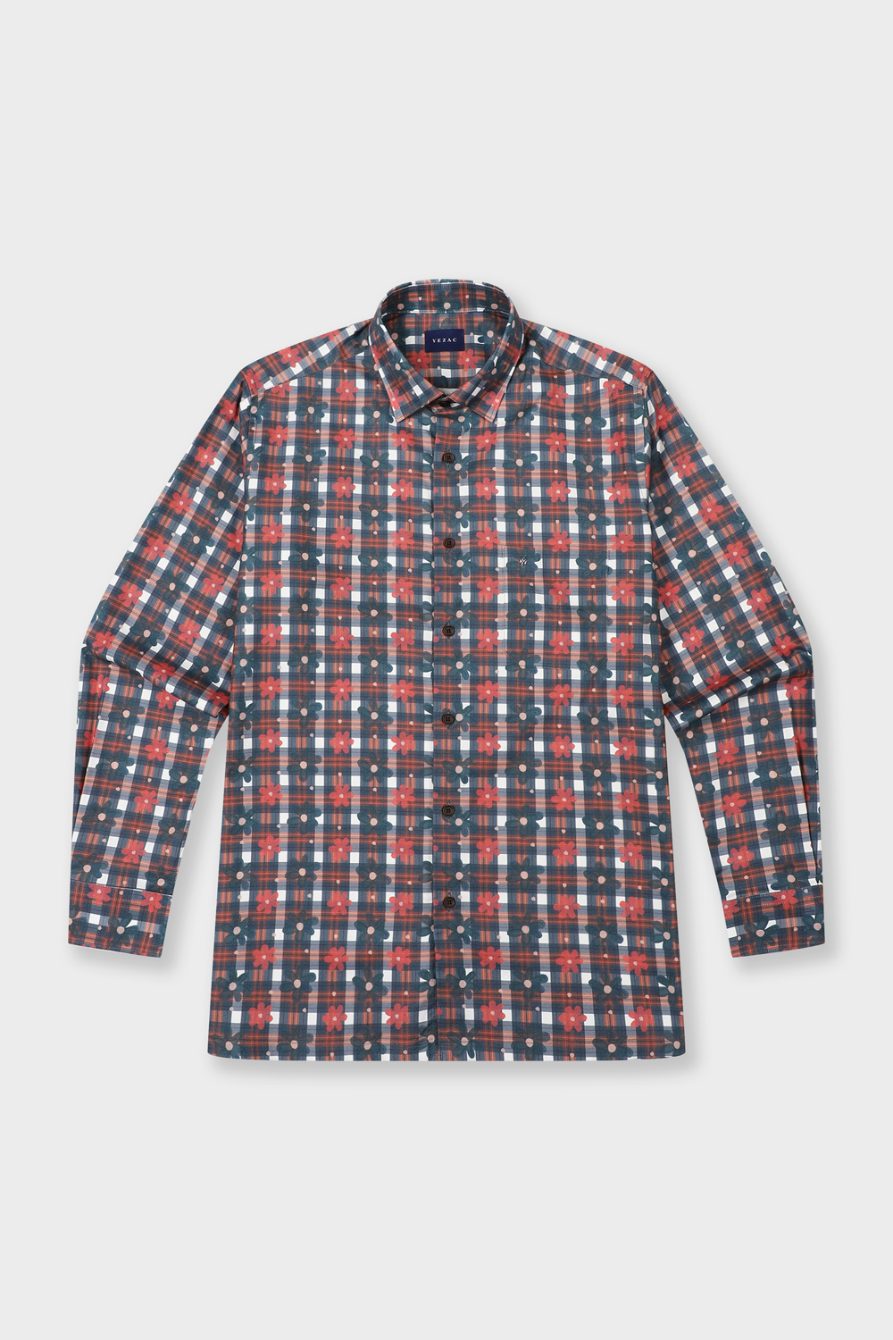 [공식몰] 플라워 패턴 일반핏 기모 셔츠 레드