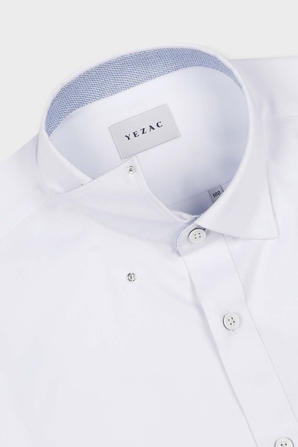 [공식몰] 도비 배색 일반핏 시그니처 자수 셔츠 블루