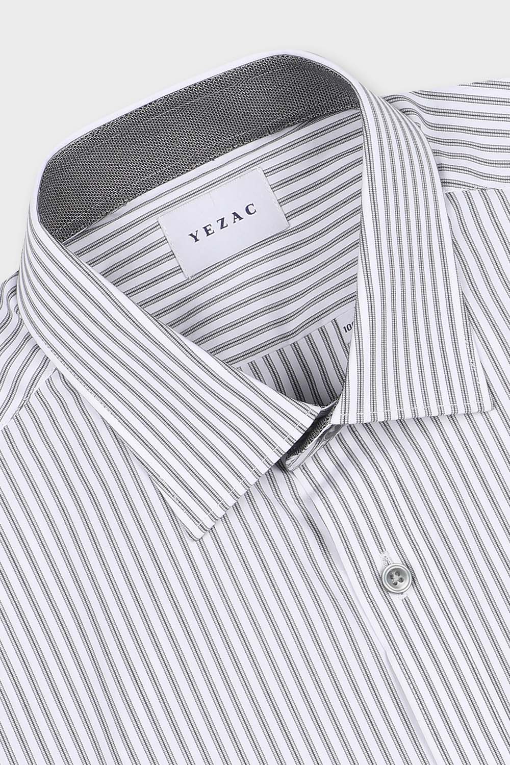 [공식몰] 구김적은 면혼방 스트라이프 일반핏 셔츠 그레이