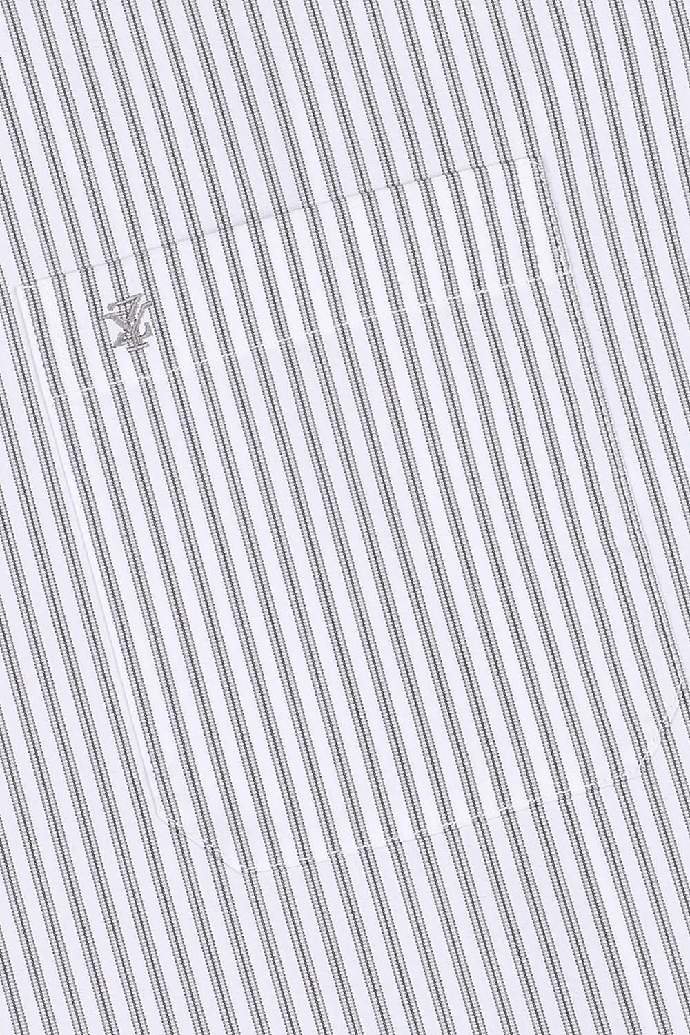 [공식몰] 구김적은 면혼방 스트라이프 일반핏 셔츠 그레이