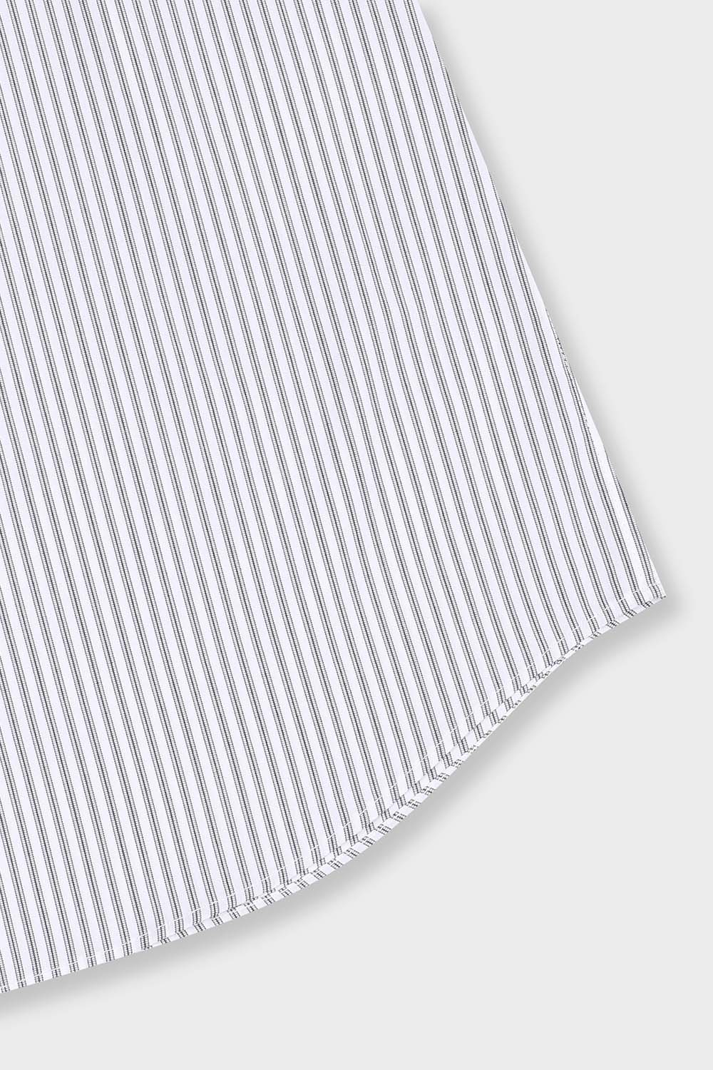 [공식몰] 구김적은 면혼방 스트라이프 일반핏 셔츠 그레이