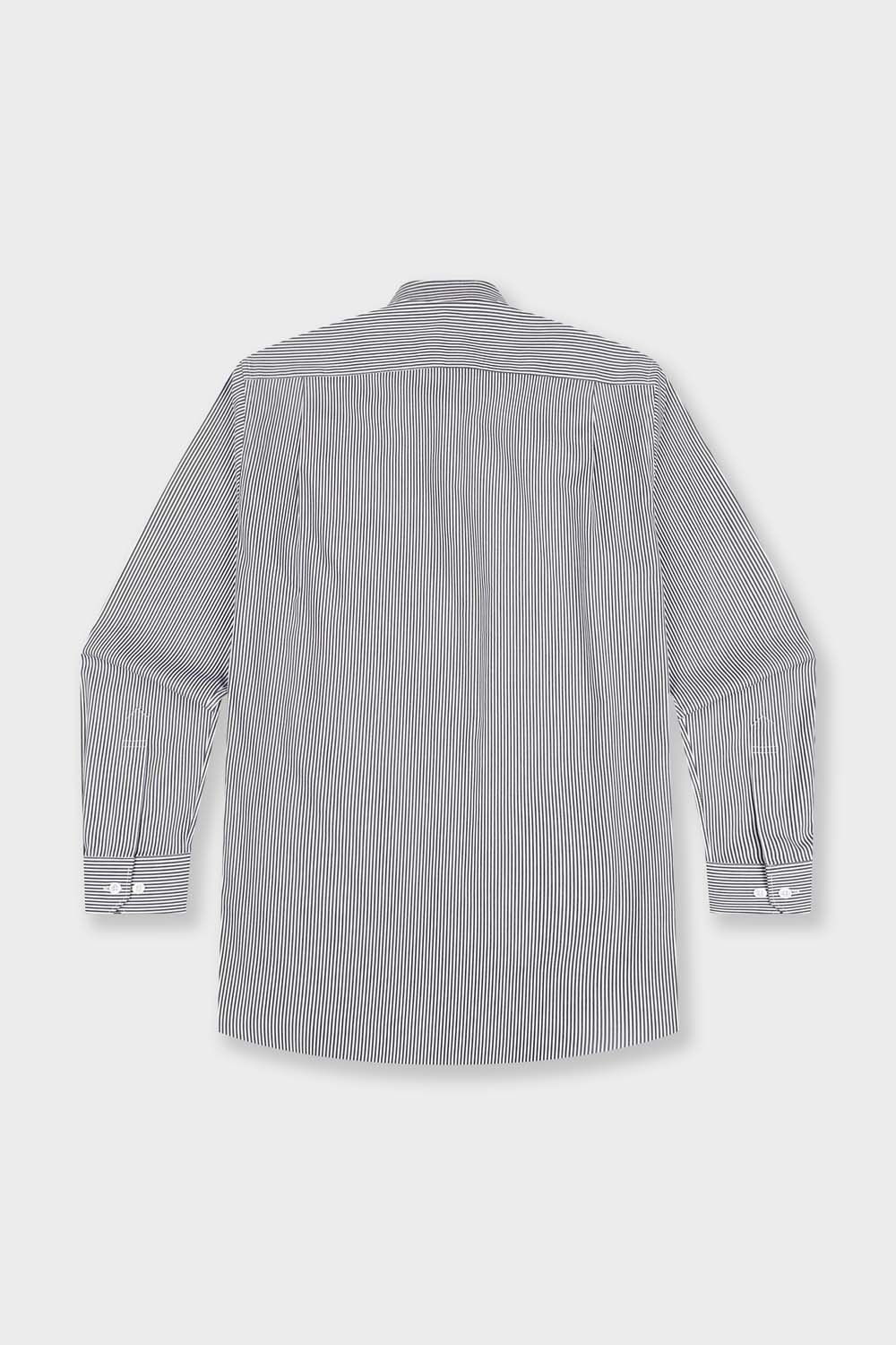 [공식몰] 코튼 폴리 선염 스트라이프 일반핏 셔츠 블랙