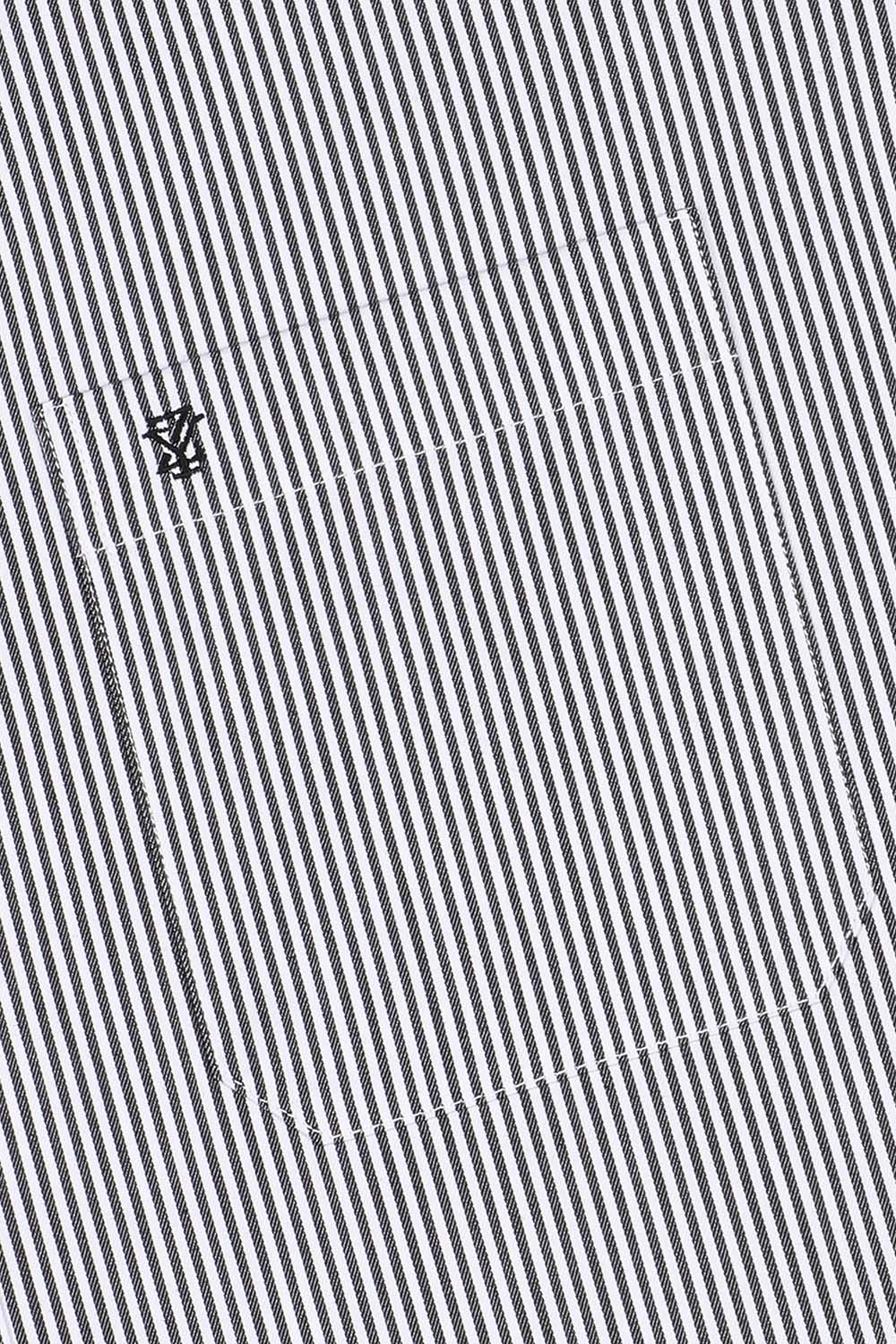 [공식몰] 코튼 폴리 선염 스트라이프 일반핏 셔츠 블랙