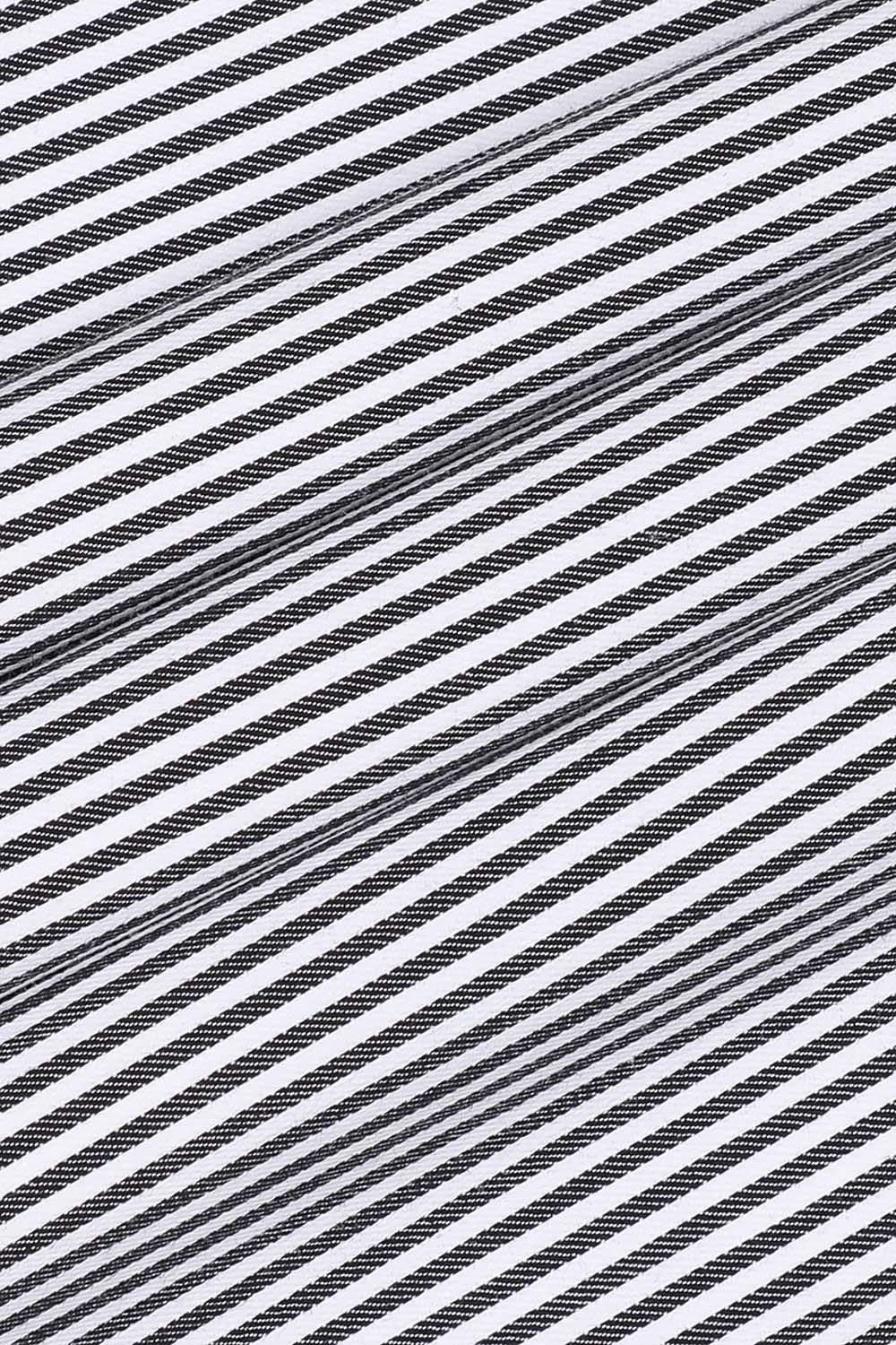 [공식몰] 코튼 폴리 선염 스트라이프 일반핏 셔츠 블랙