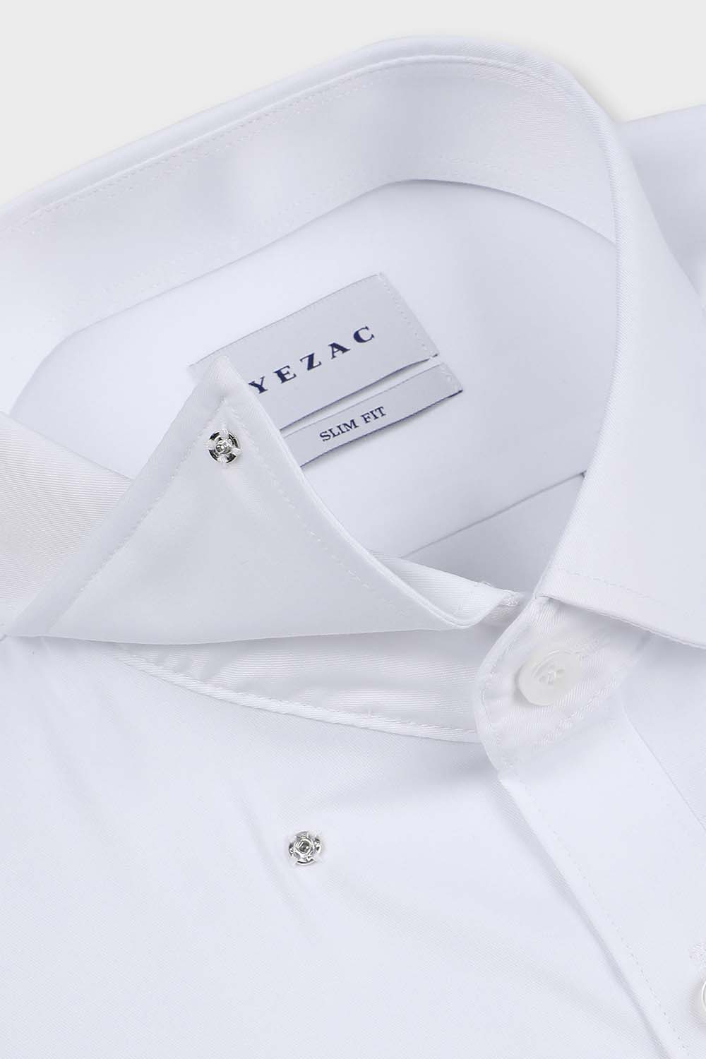 [예작] 솔리드 슬림핏 자개 버튼 스판 셔츠 화이트