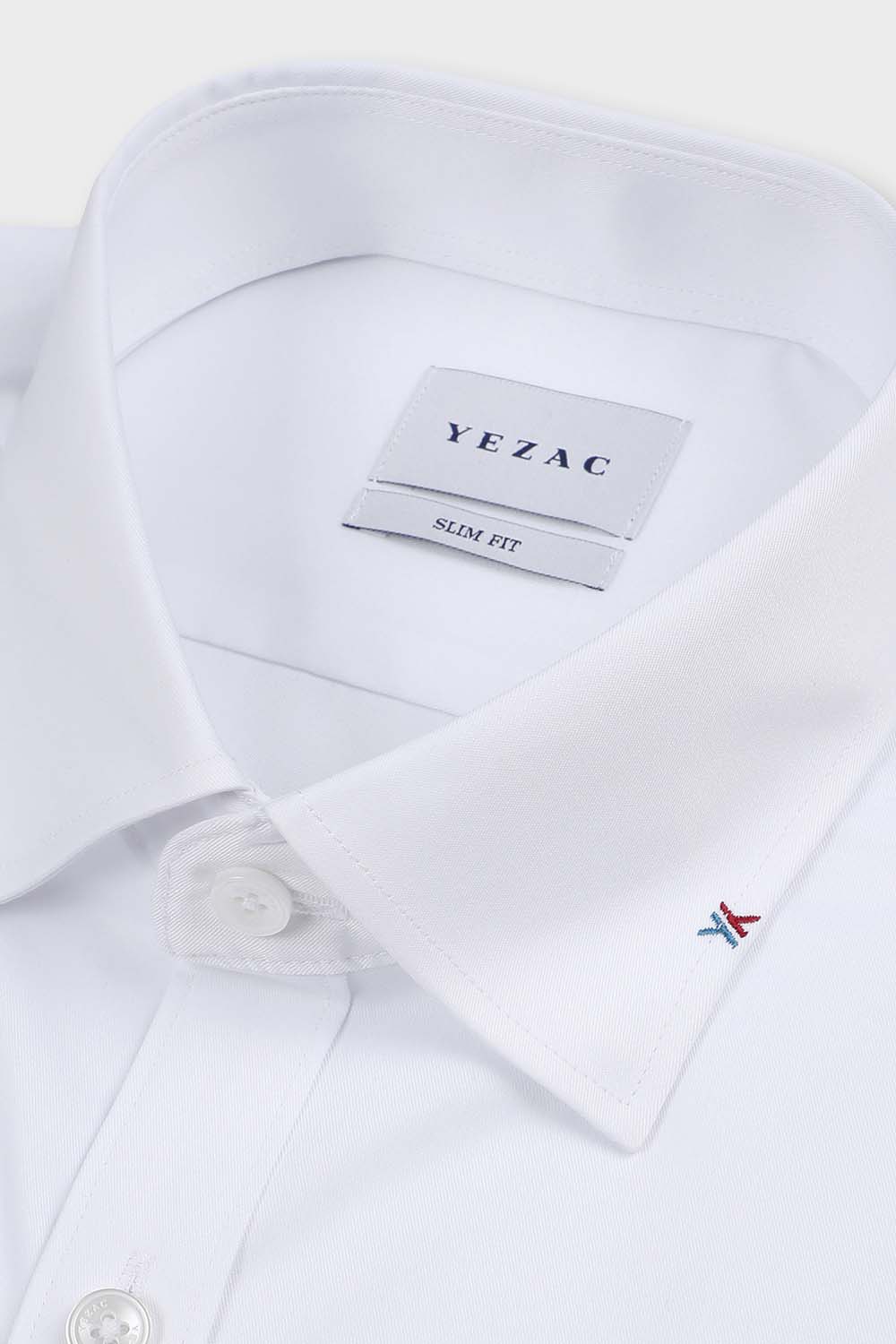 [예작] 솔리드 슬림핏 자개 버튼 스판 셔츠 화이트