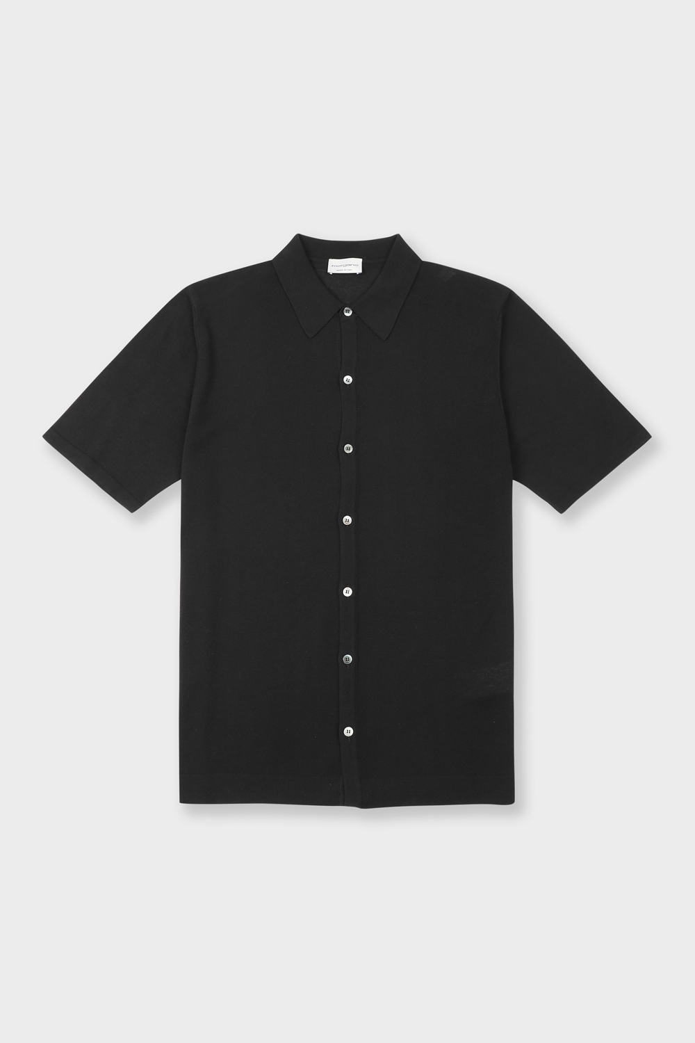 [예작] 이태리수입 솔리드 기본카라 오픈버튼 니트형 셔츠 블랙