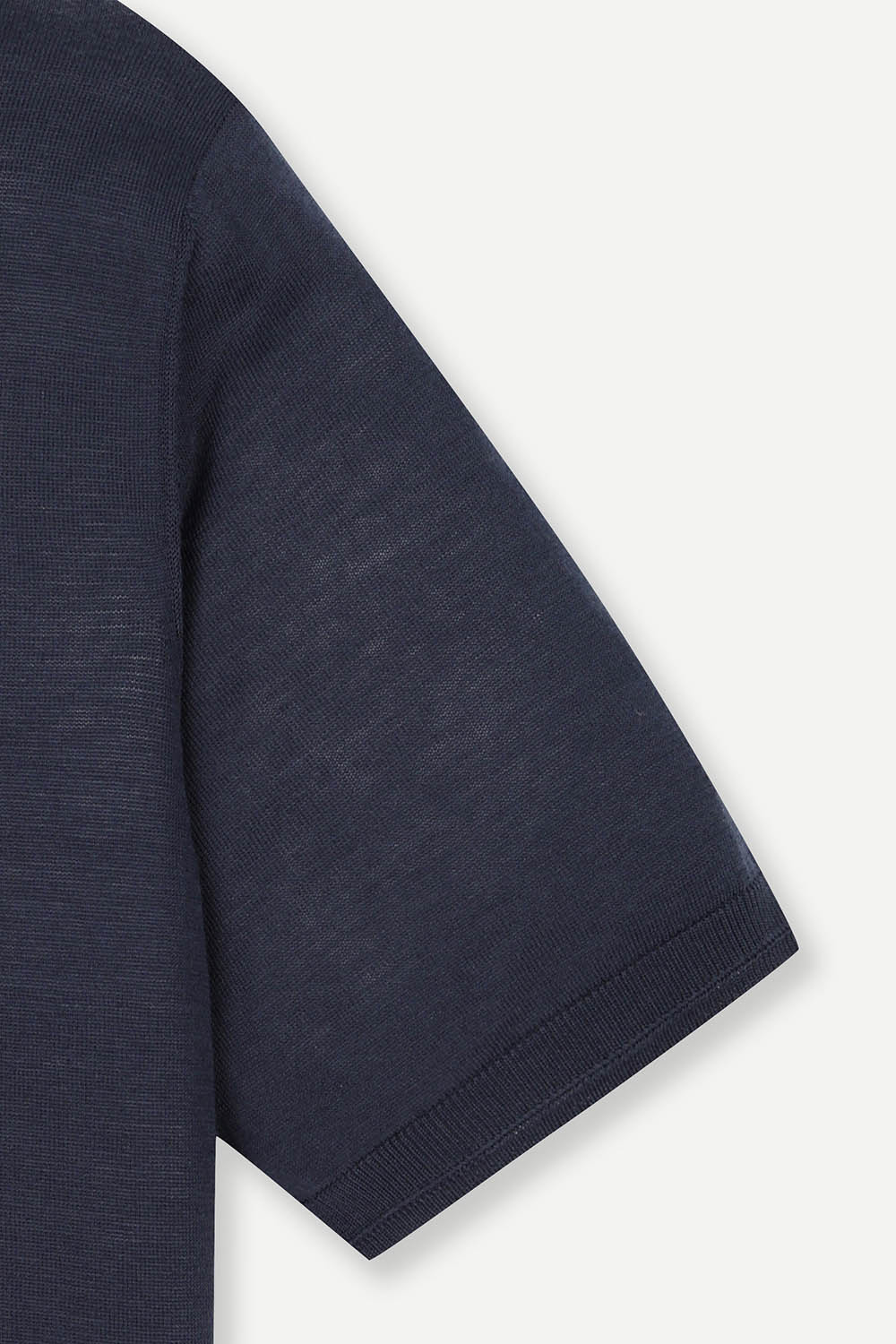[예작] 티에리 카라 립 배색 니트 네이비