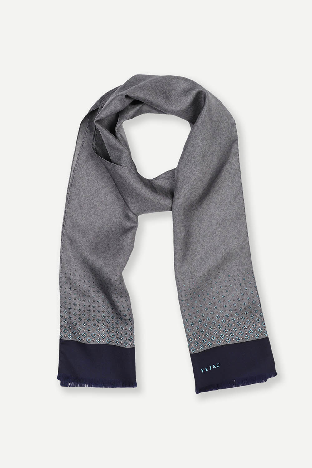 [예작] 실크 100% 그라데이션 배색 머플러 그레이