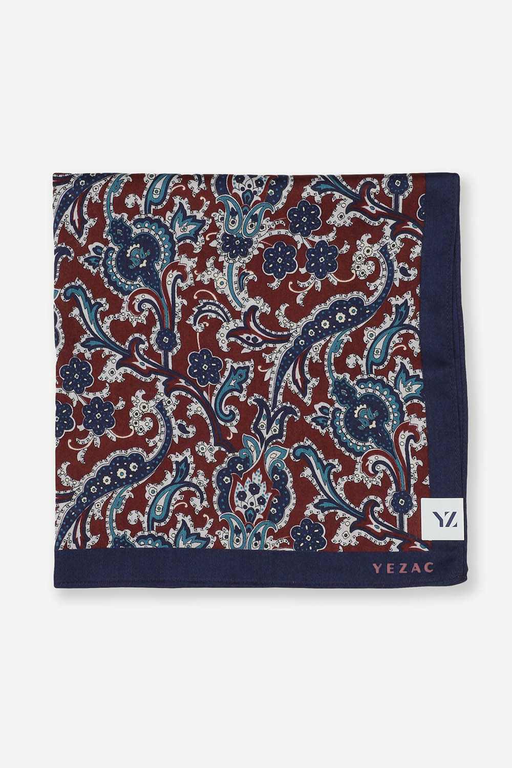 [공식몰] 페이즐리 면100% 손수건 와인