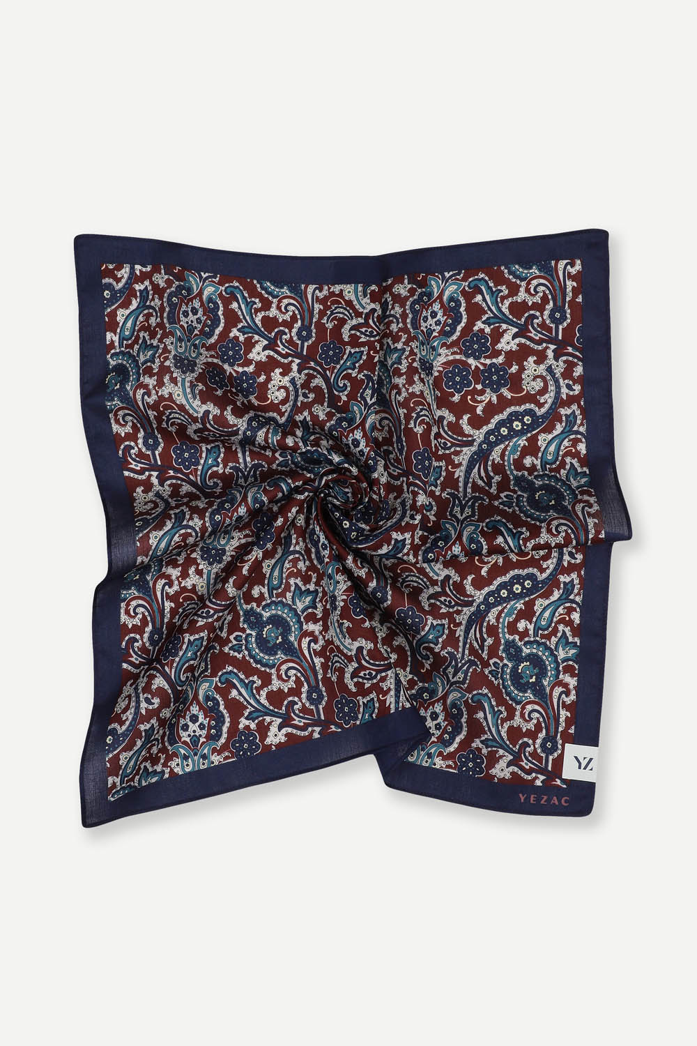 [공식몰] 페이즐리 면100% 손수건 와인